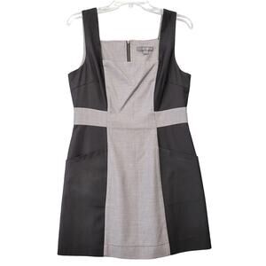 Twentyone Black Gray Mini Dress Classic Sleeveless Square Neck Zip Womens Size M